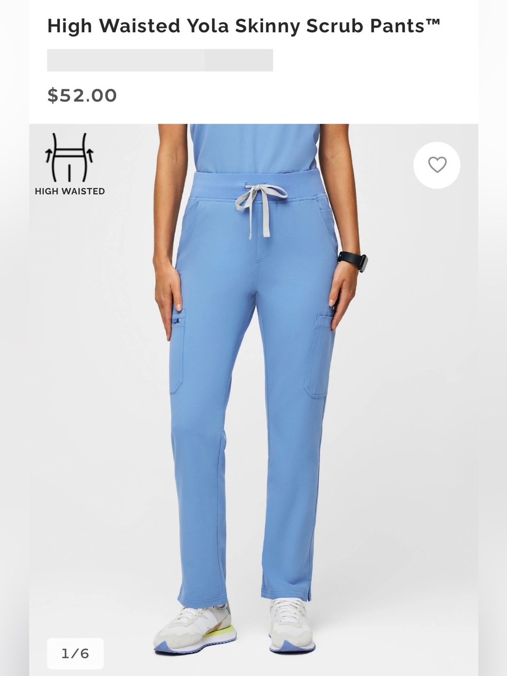 Figs High Waisted Yola Skinny Scrub Pants - Ceil Blue XXS Petite